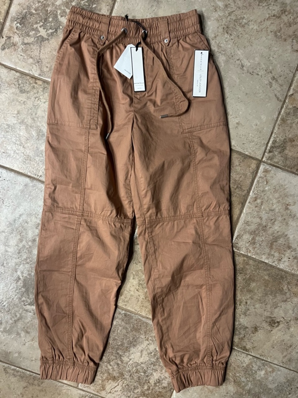 Bagatelle Collection Camel Utility Jogger Pants Elastic Waist Drawstring Size 2